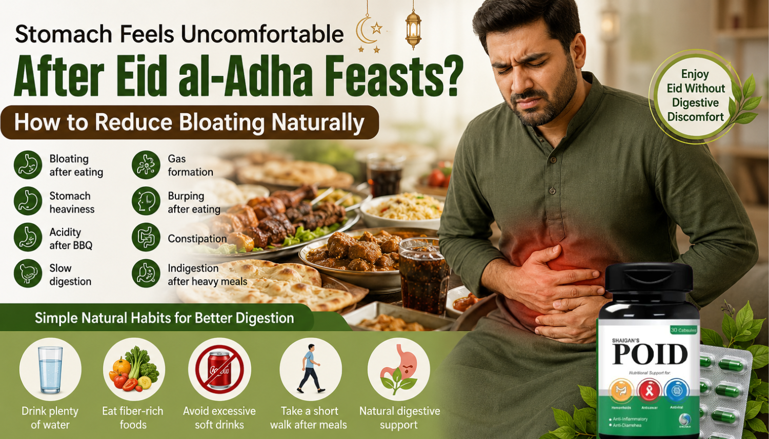Stomach Feels Uncomfortable After Eid al-Adha feasts? How to Reduce Bloating Naturally Shaigan Healthcare