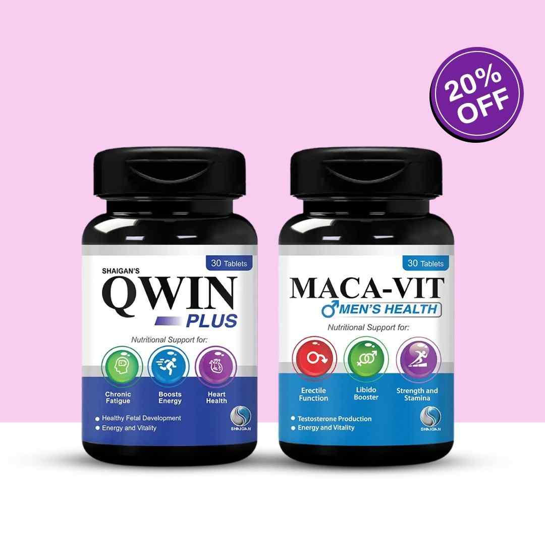 Qwin Plus Chronic fatigue supplements + Maca-Vit Men's health supplements