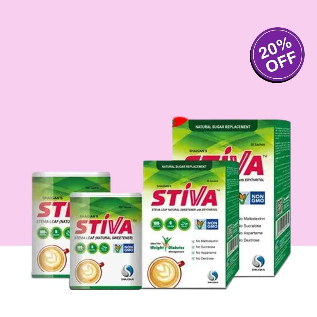 Stiva Natural stevia sweeteners: Bundle of 4, 2 Dispensers(2*100 tablets) & Scahet Box (2*50 sachet box)