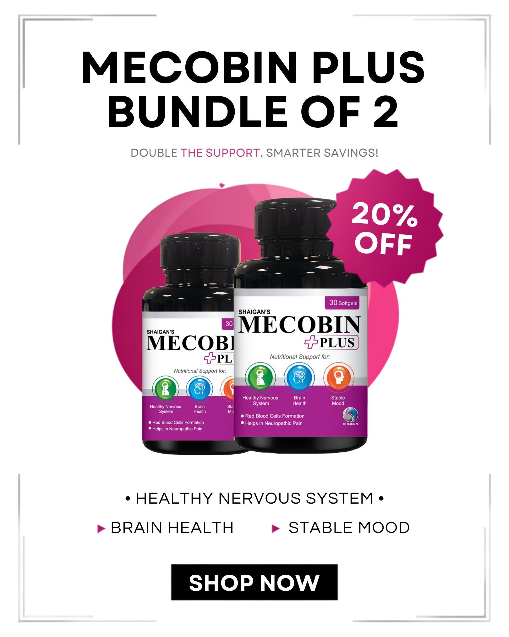 Bundel of 2 - MECOBIN Plus | Best Brain Health Supplement in Pakistan Shaigan Health Care