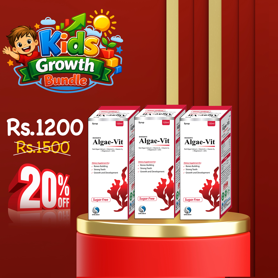 Algae-Vit Syrup Bundle of 3 | Kids Healthy Growth | Bone, Joint & Muscle Supplements Shaigan Health Care