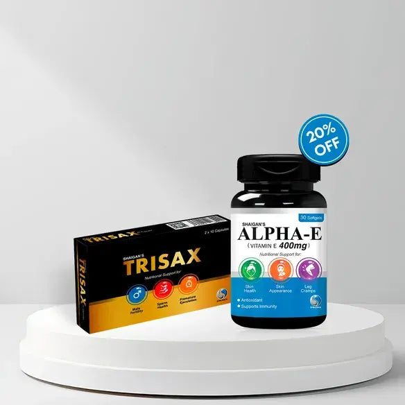 Trisax Capsules + Alpha-E 400mg Softgel Capsules | Bundle of 2 Shaigan Health Care