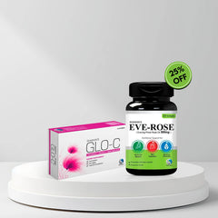 Eve-Rose Softgel + GLO-C Tablets | Bundle of 2 Best Women Supplements