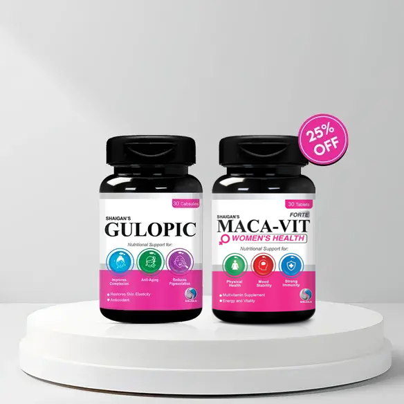 MACA-VIT Forte + Gulopic Capsules | Bundle of 2 Women Suppelment Shaigan Health Care